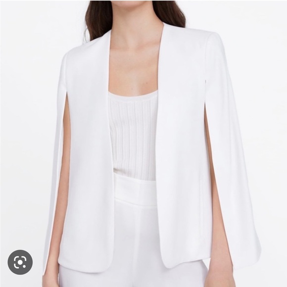 ZARA White Blazer Cape Jacket, XS - Picture 6 of 16
